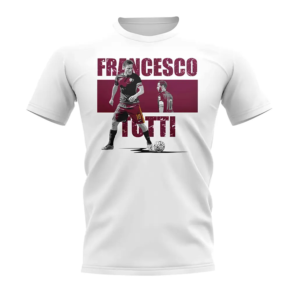 Francesco Totti Player Collage T-Shirt (White) Polyester Roma Uksoccershop Men's White Medium