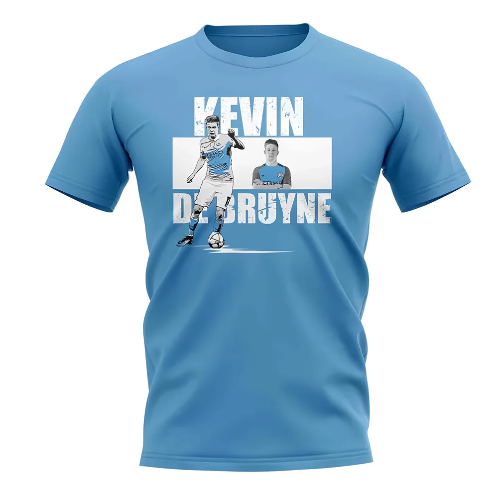 Kevin De Bruyne Player Collage T-Shirt (Sky Blue) Polyester Manchester City Uksoccershop Men's Sky Blue Xxl