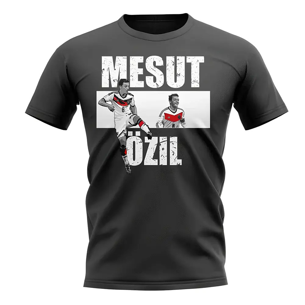 Mesut Ozil Player Collage T-Shirt (Black) Polyester Germany Uksoccershop Men's Black Medium