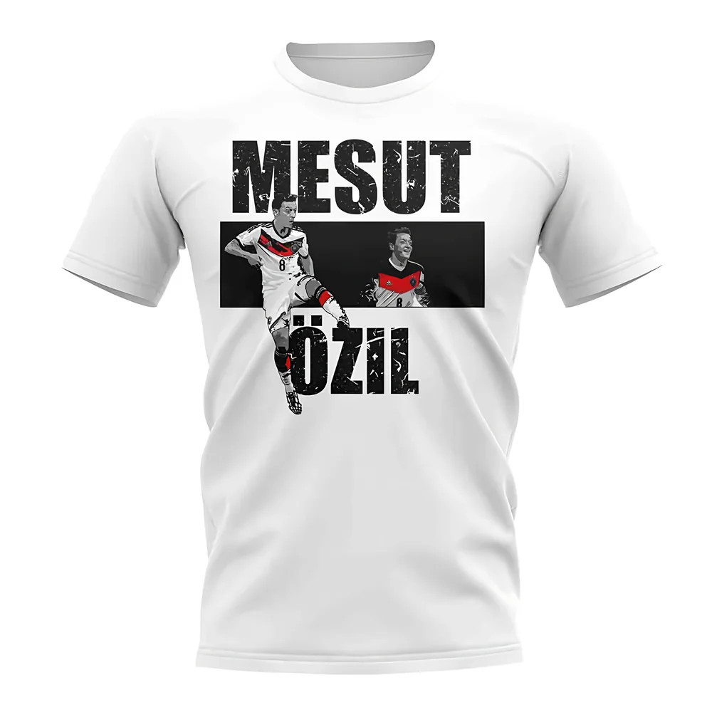 Mesut Ozil Player Collage T-Shirt (White) Polyester Germany Uksoccershop Men's White Large