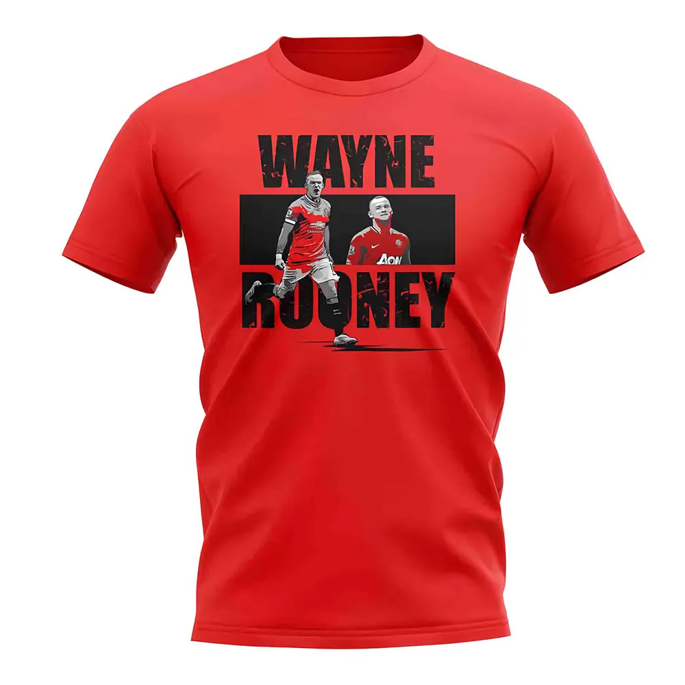 Wayne Rooney Player Collage T-Shirt (Red) Polyester Manchester United Uksoccershop Men's Red Medium