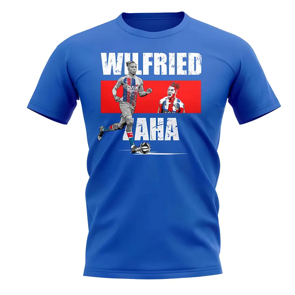 Wilfried Zaha Player Collage T-Shirt (Blue) Polyester Crystal Palace Uksoccershop Men's Blue Small
