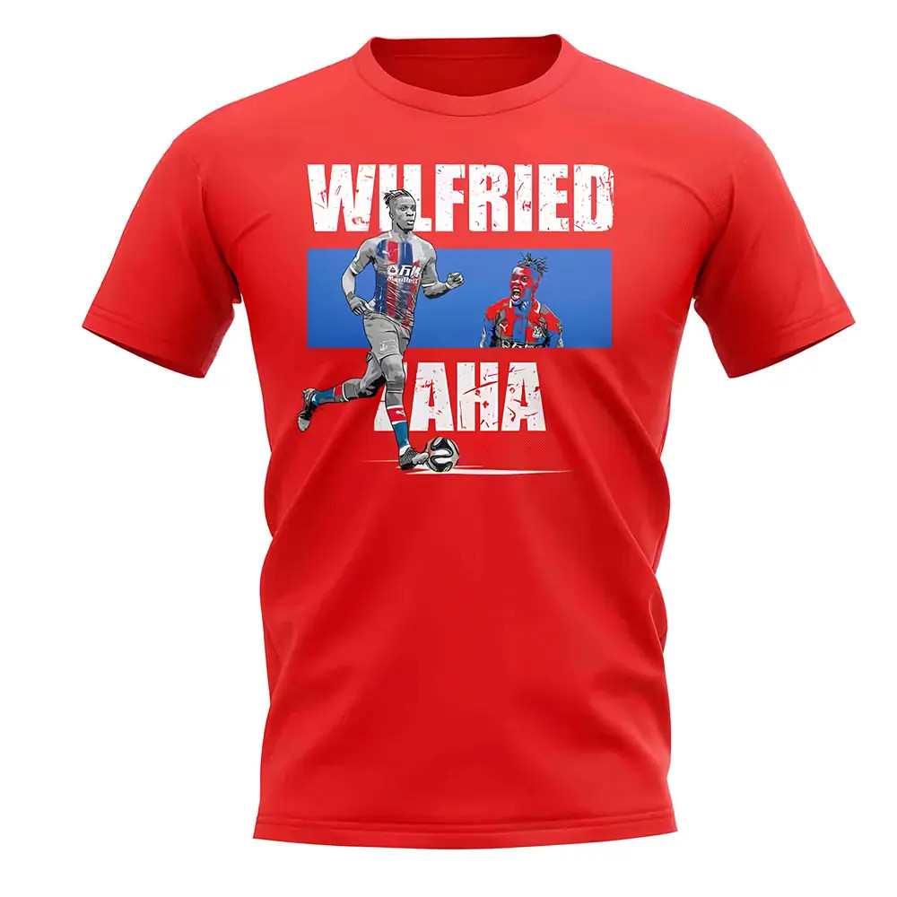 Wilfried Zaha Player Collage T-Shirt (Red) Polyester Crystal Palace Uksoccershop Men's Red Medium