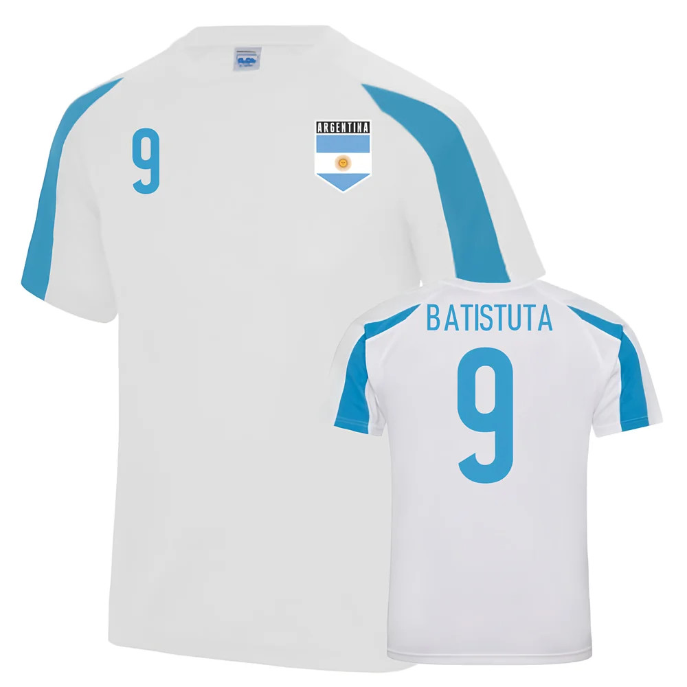 Argentina Sports Training Jersey (Batistuta 9) Polyester Uksoccershop Men's White Extra Large