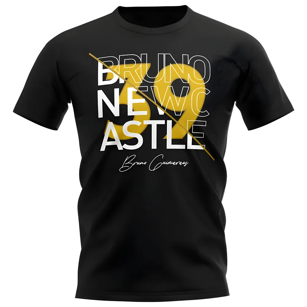 Bruno Guimaraes Newcastle Graphic Signature T-Shirt (Black) Polyester Uksoccershop Men's Black Medium