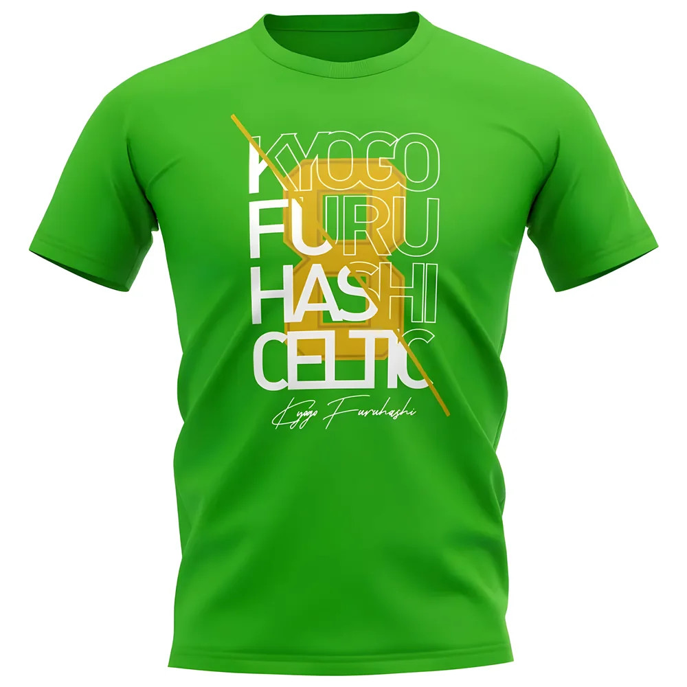 Kyogo Furuhashi Celtic Graphic Signature T-Shirt (Green) Polyester Uksoccershop Men's Green Large
