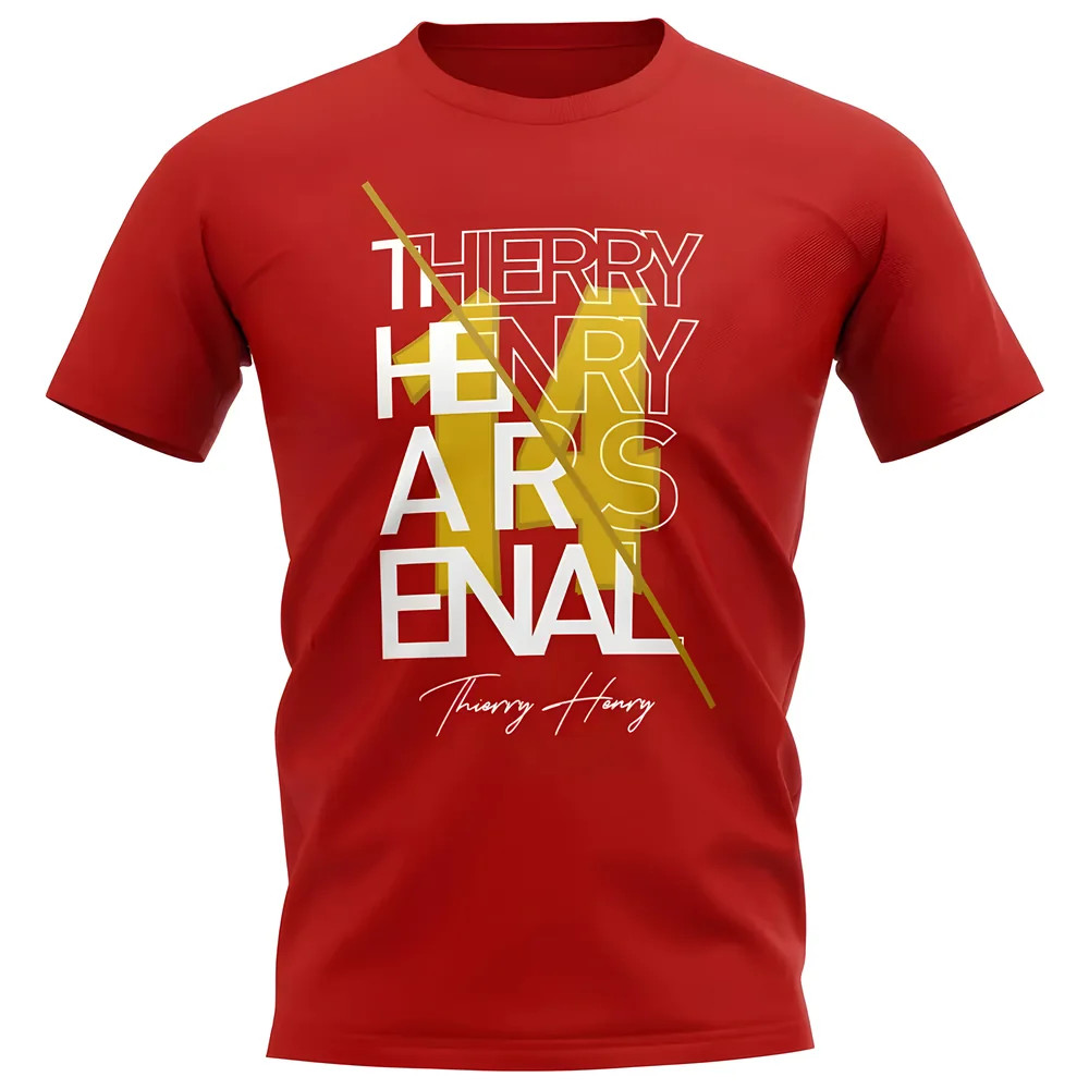 Thierry Henry Arsenal Graphic Signature T-Shirt (Red) Polyester Portugal Uksoccershop Men's Red Medium
