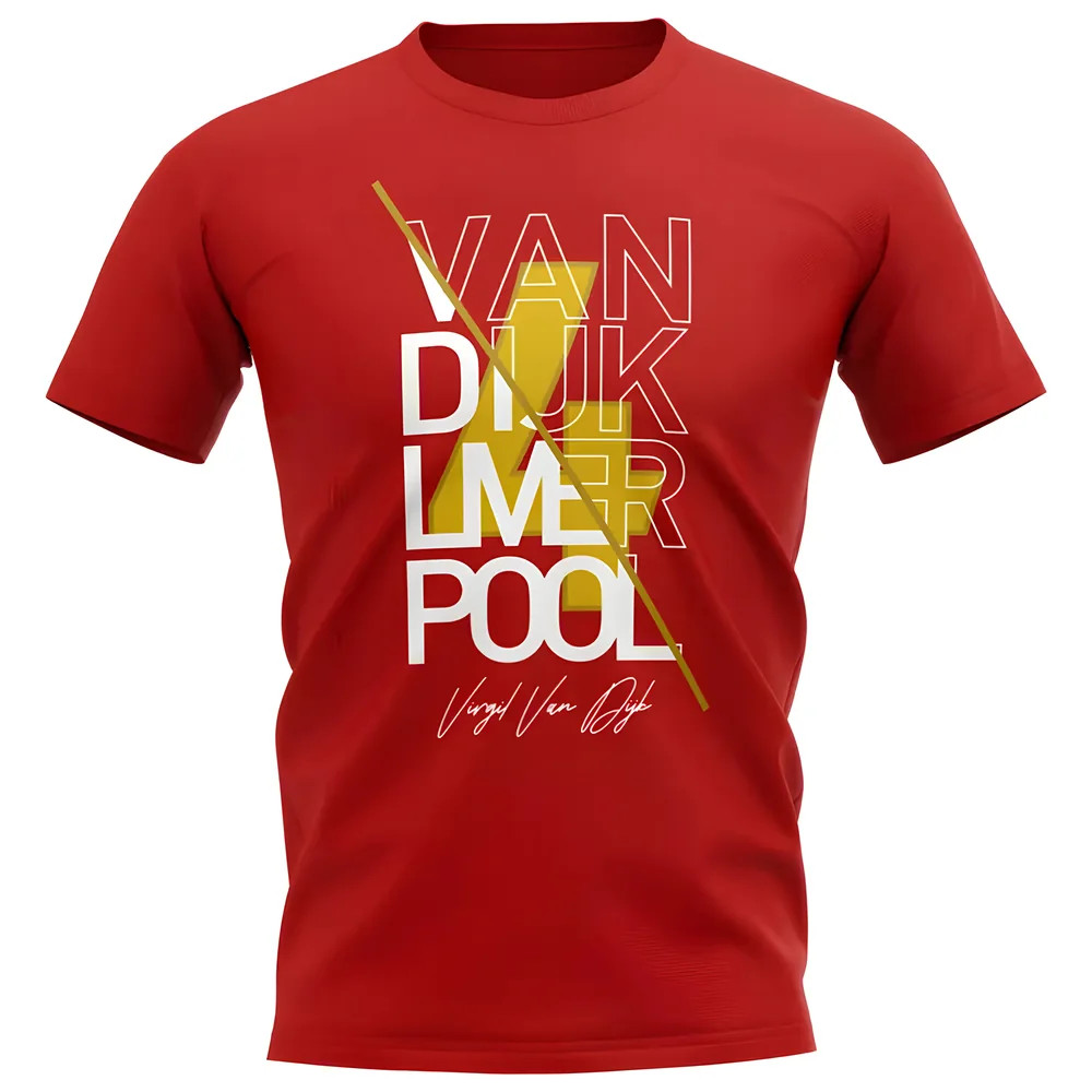 Virgil Van Dijk Liverpool Graphic Signature T-Shirt (Red) Polyester Uksoccershop Men's Red Small
