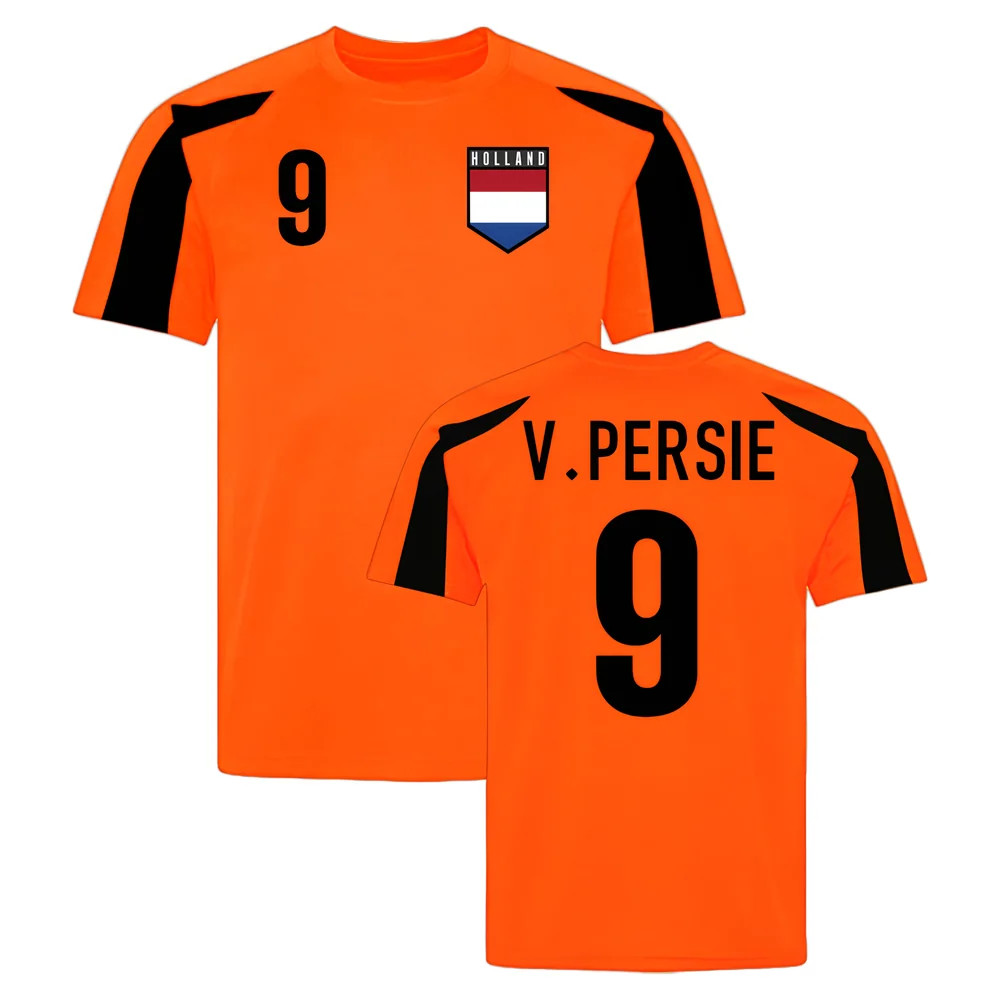 Holland Sports Training Jersey (Orange-)(V.persie 9) Polyester Uksoccershop Men's Black Large