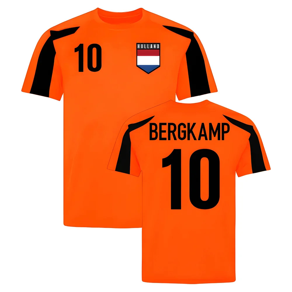Holland Sports Training Jersey (Orange-) (Bergkamp 10) Polyester Uksoccershop Men's Black Small
