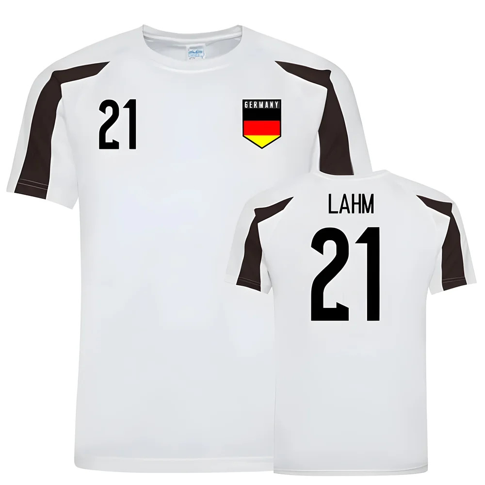 Germany Sports Training Jersey (Lahm 21) Polyester Uksoccershop Men's White-Black Small