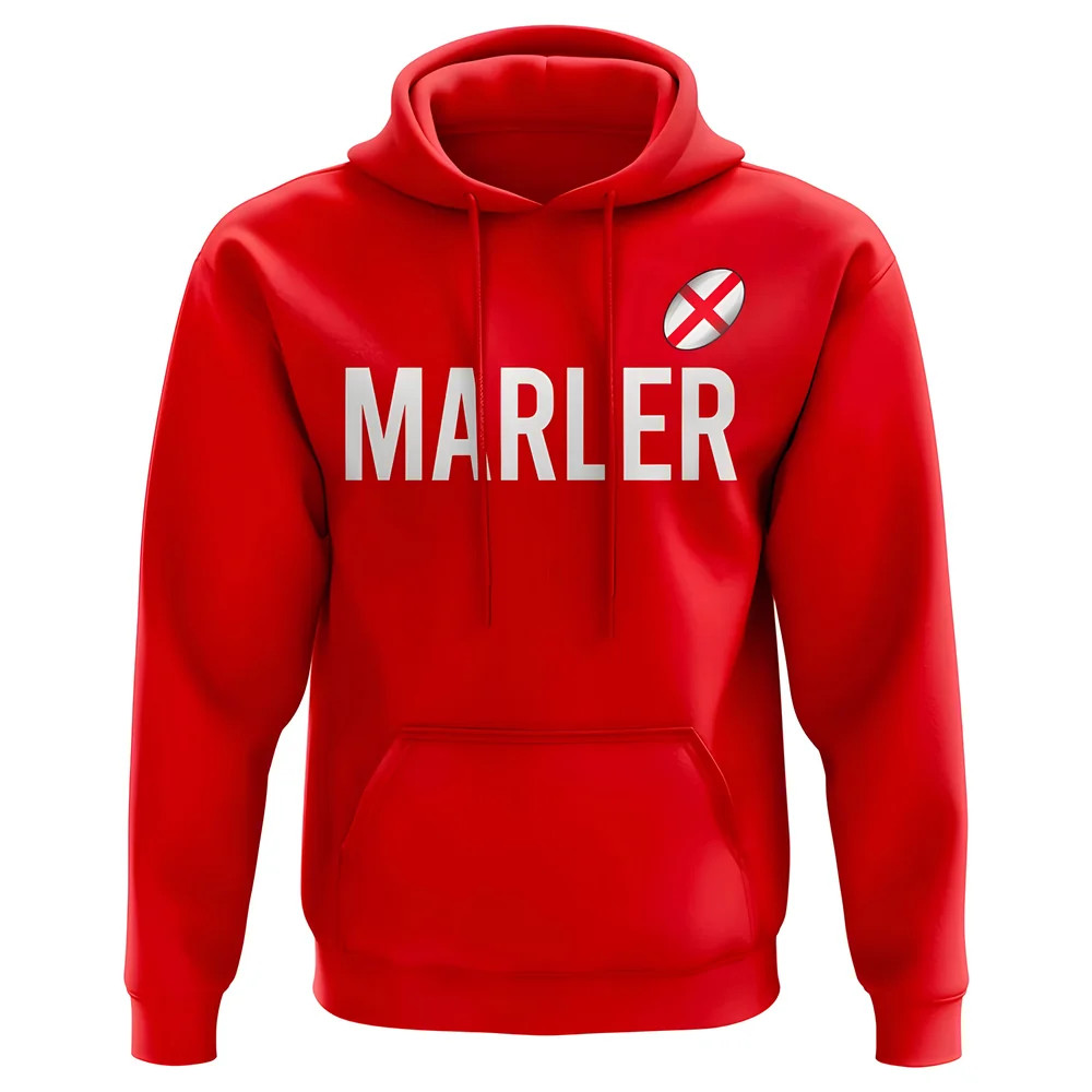 Joe Marler England Rugby Hoody (Red) Polyester Azerbaijan Uksoccershop Men's Red Medium