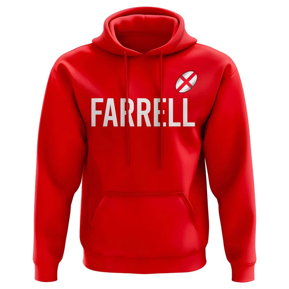 Owen Farrell England Rugby Hoody (Red) Polyester Azerbaijan Uksoccershop Men's Red Small