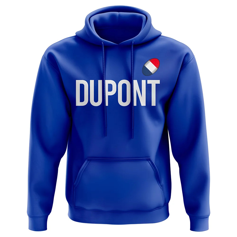 Antoine Dupont France Rugby Hoody (Royal) Polyester Uksoccershop Men's Navy Large