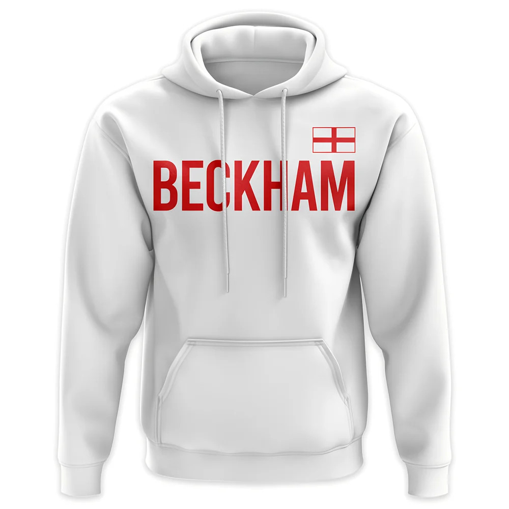 David Beckham England Name Hoody (White) Polyester Uksoccershop Men's White Medium