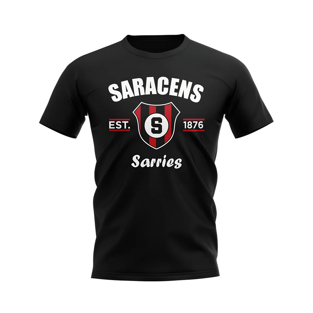 Saracens Rugby Established T-Shirt (Black) Polyester Uksoccershop Men's Black Xxl