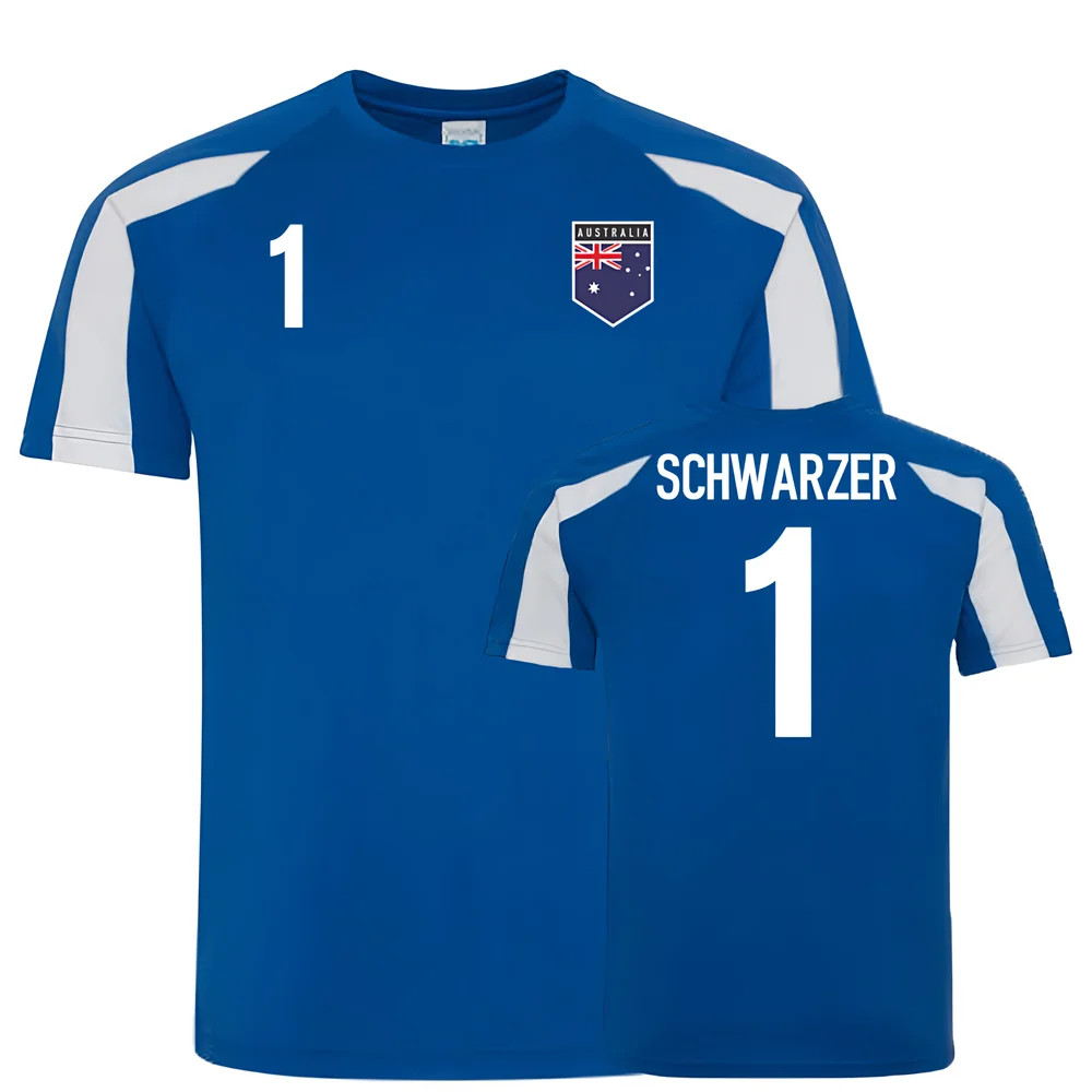 Australia Sports Training Jersey (Schwarzer 1) Polyester Uksoccershop Men's Blue Large