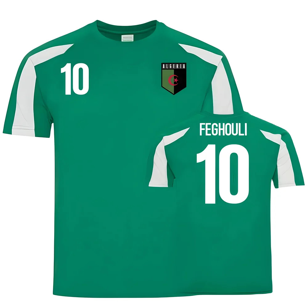Algeria Sports Training Jersey (Feghouli 10) Polyester Uksoccershop Men's Green Extra Large