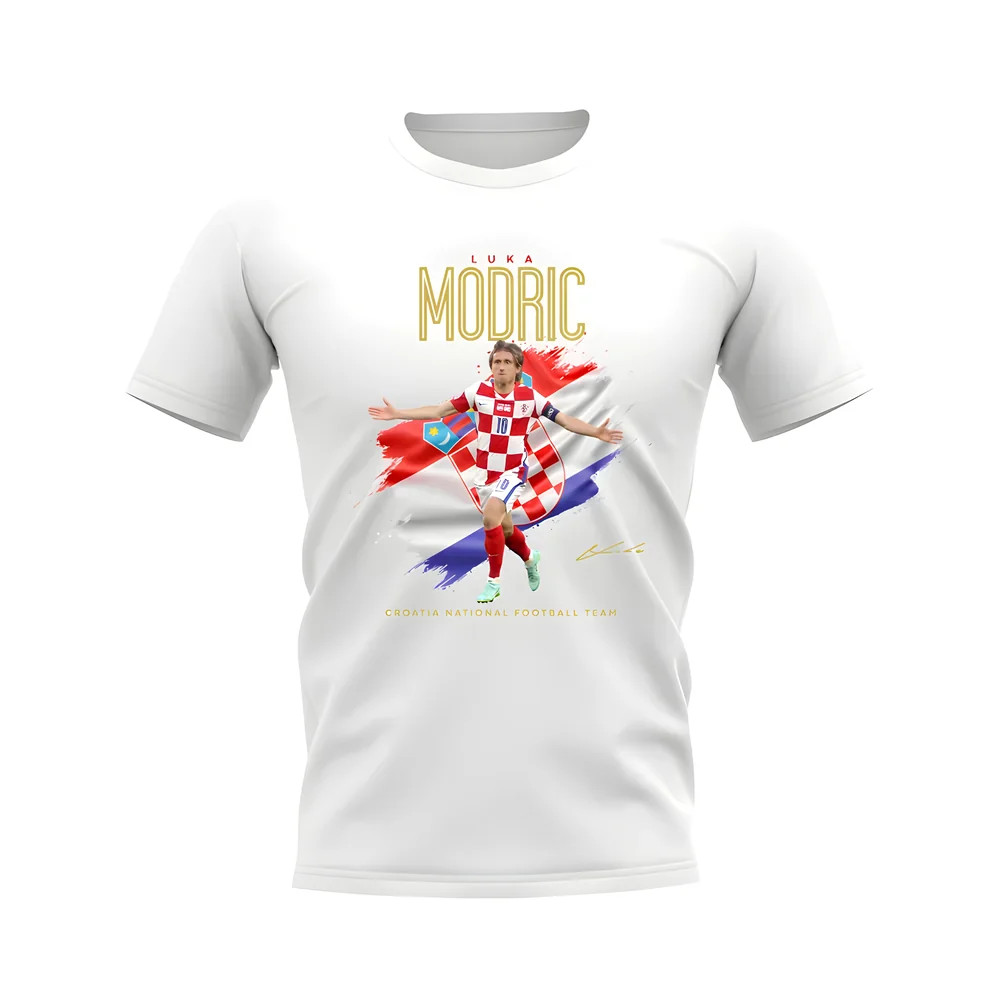 Luka Modric Croatia Celebration T-Shirt (White) Uksoccershop Men's White Small