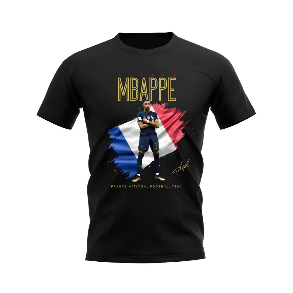Kylian Mbappe France Celebration T-Shirt (Black) Uksoccershop Men's Black Xxl