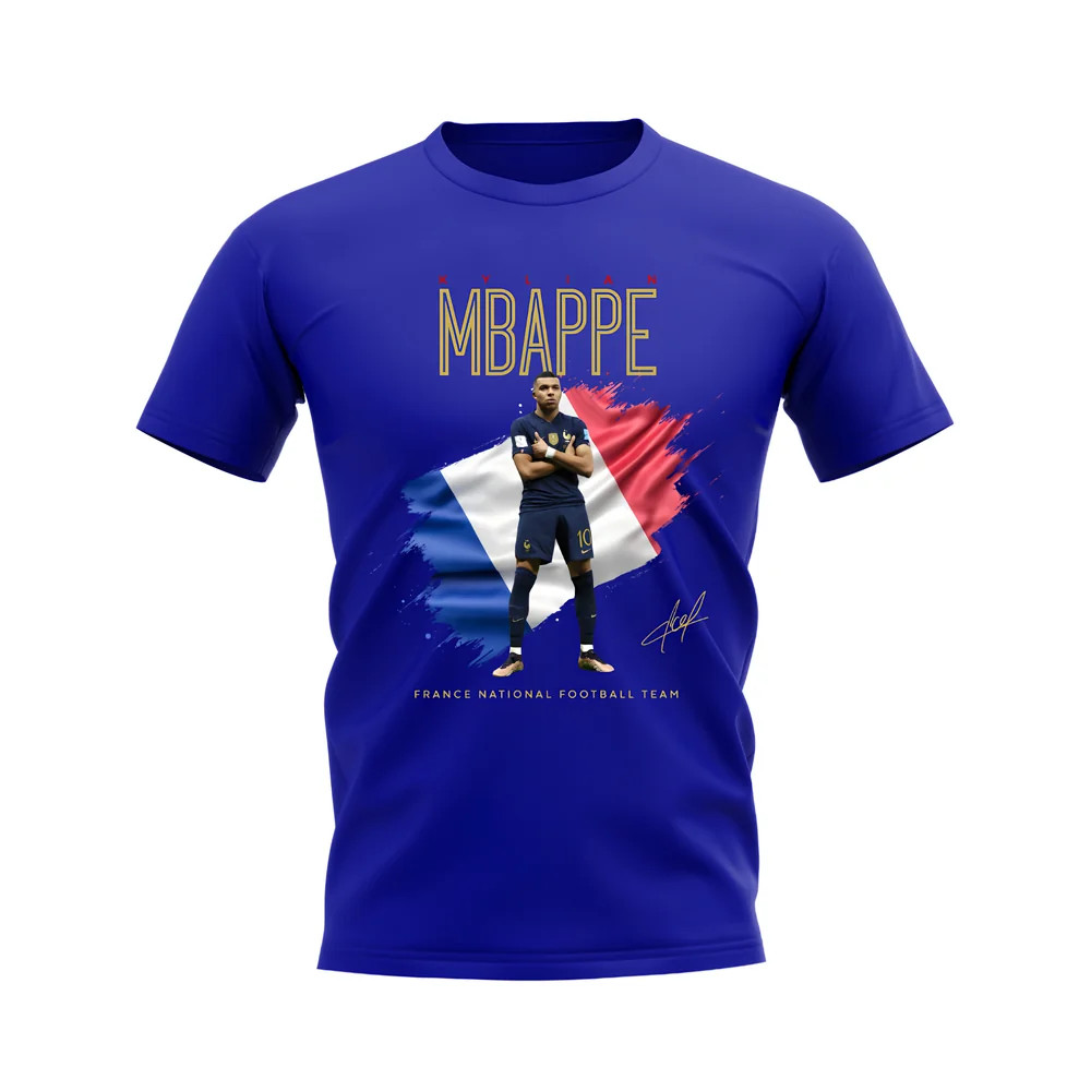 Kylian Mbappe France Celebration T-Shirt (Blue) Uksoccershop Men's Blue Xxl