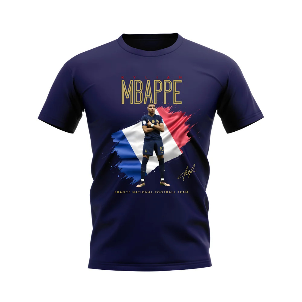 Kylian Mbappe France Celebration T-Shirt (Navy) Uksoccershop Men's Navy Xxl