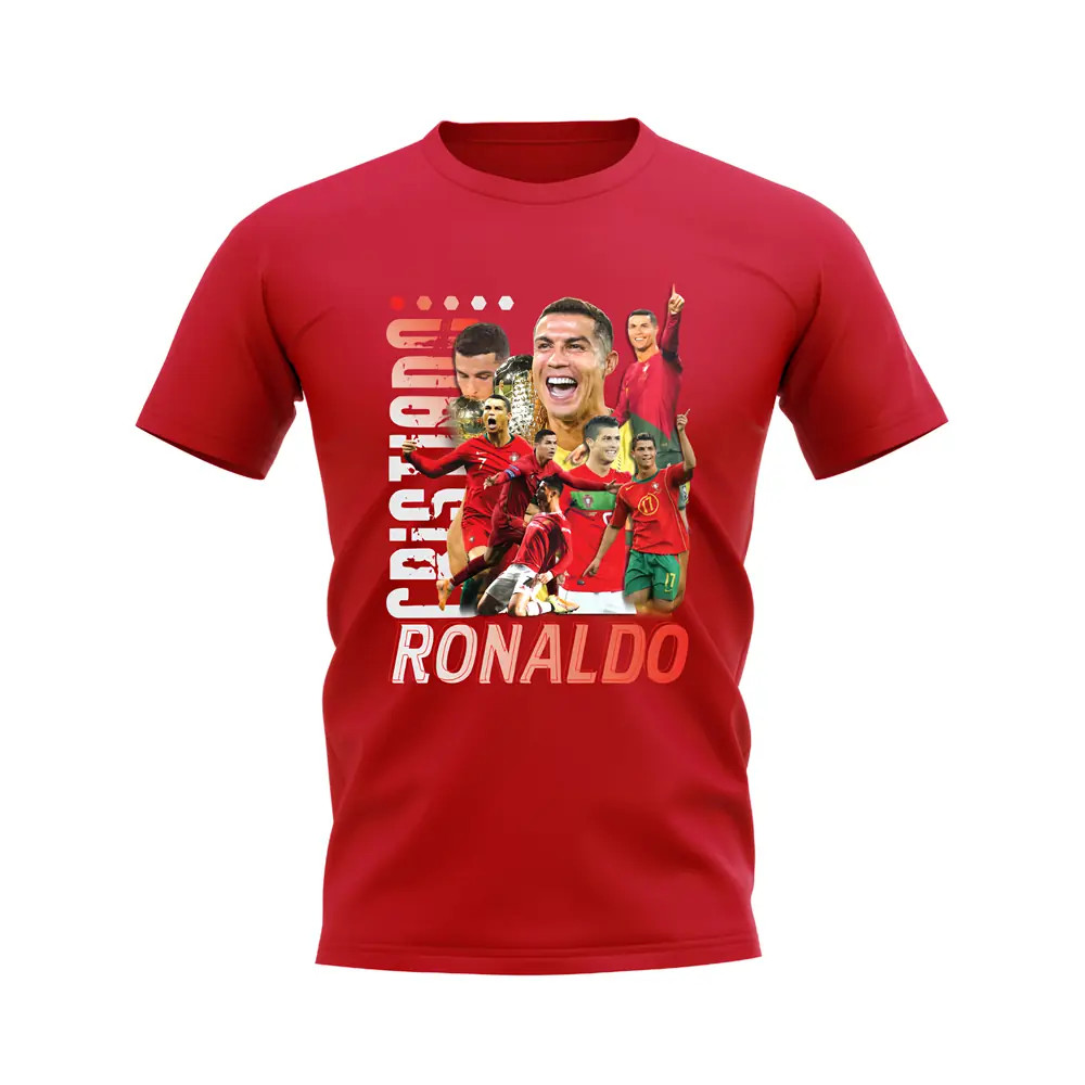 Cristiano Ronaldo Bootleg T-Shirt (Red) Polyester Portugal Uksoccershop Men's Red Small
