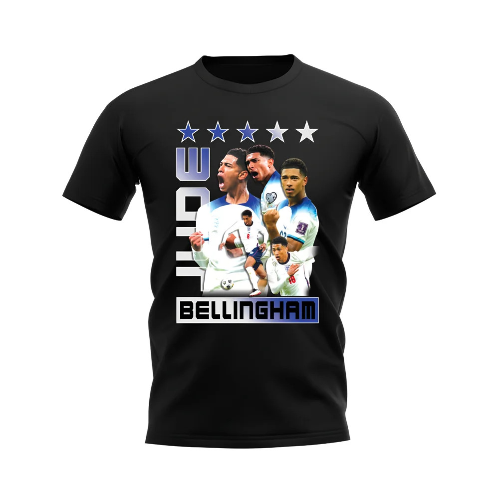 Jude Bellingham Bootleg T-Shirt (Black) Polyester England Uksoccershop Men's Black Medium