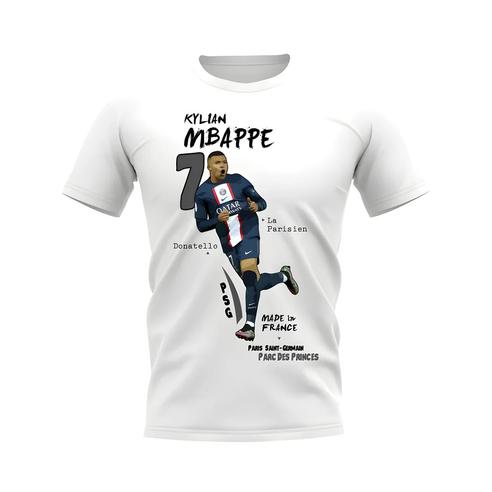 Kylian Mbappe Psg Graphic T-Shirt (White) Polyester Uksoccershop Men's White Xxl