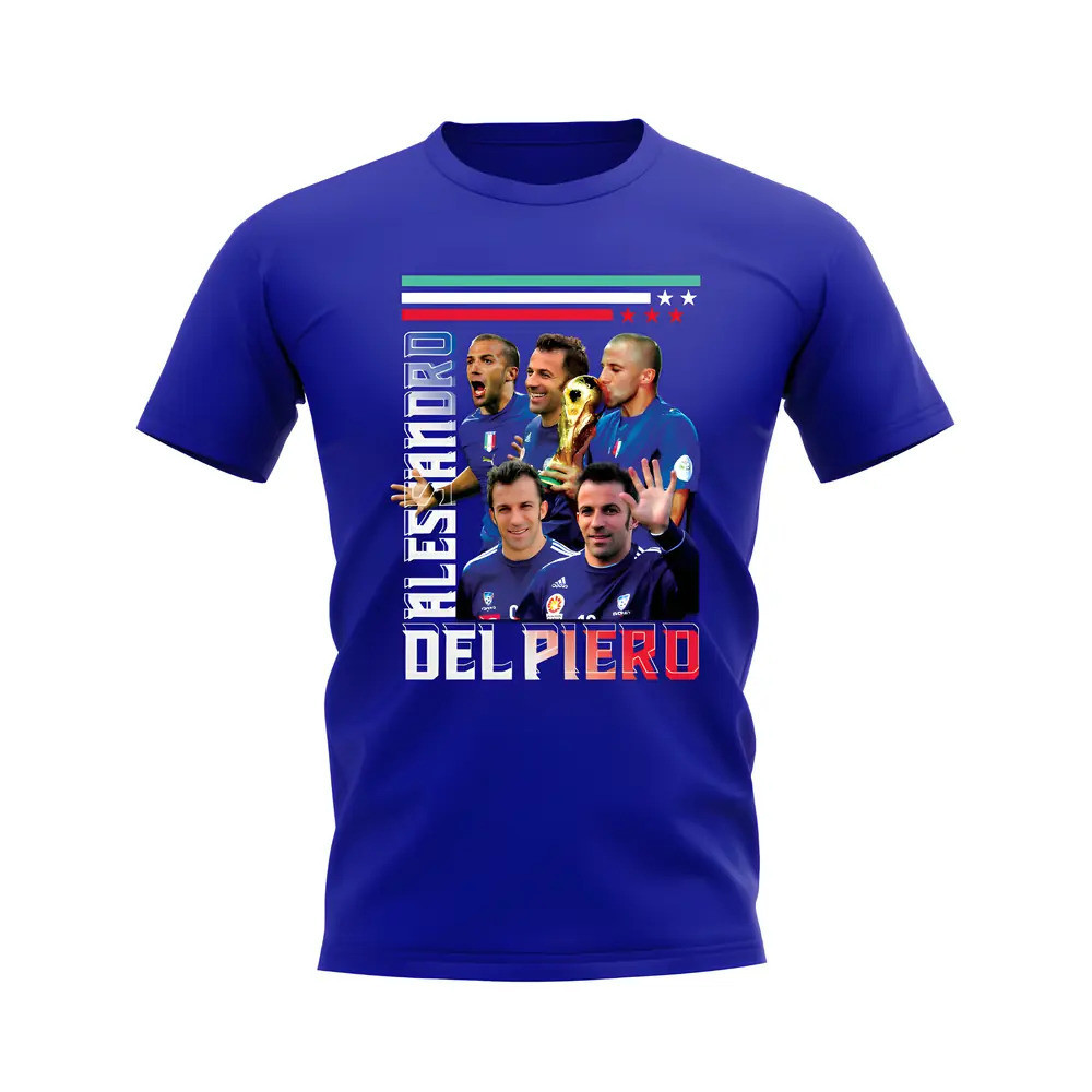 Alessandro Del Piero Italy Bootleg T-Shirt (Blue) Polyester Uksoccershop Men's Blue Xxl