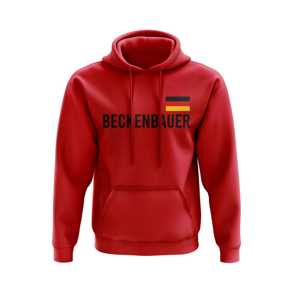 Franz Beckenbauer Germany Flag Hoody (Red) Polyester Uksoccershop Men's Red Medium