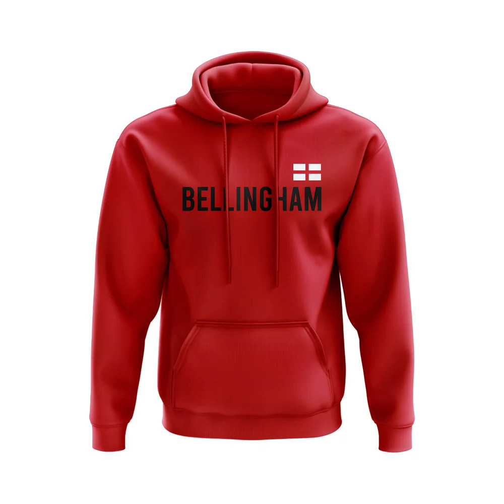 Jude Bellingham England Name Hoody (Red) Polyester Uksoccershop Men's Red Xxl