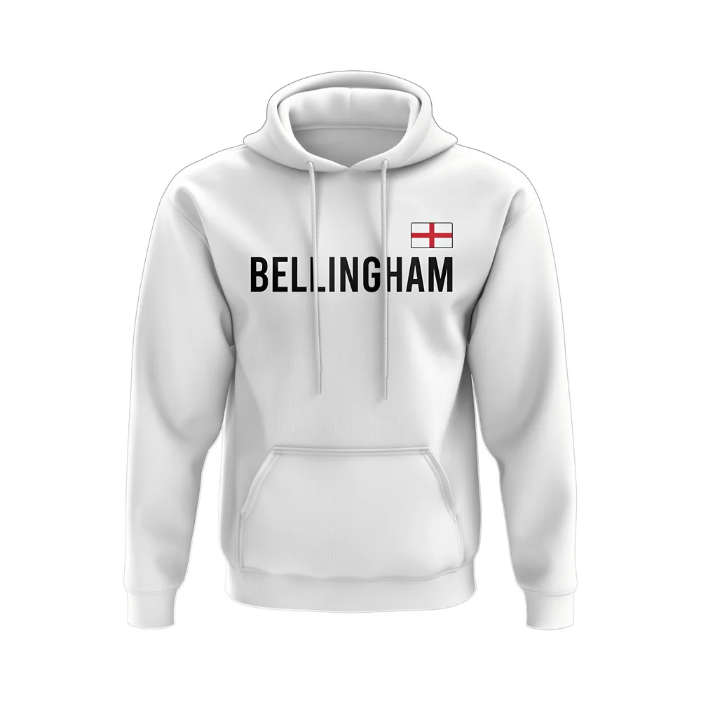 Jude Bellingham England Name Hoody (White) Polyester Uksoccershop Men's White Xxl