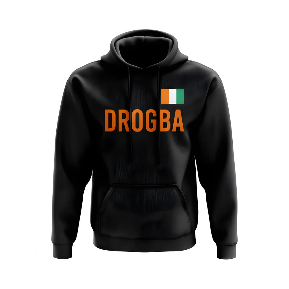 Didier Drogba Ivory Coast Name Hoody (Black) Polyester Uksoccershop Men's Black Xxl