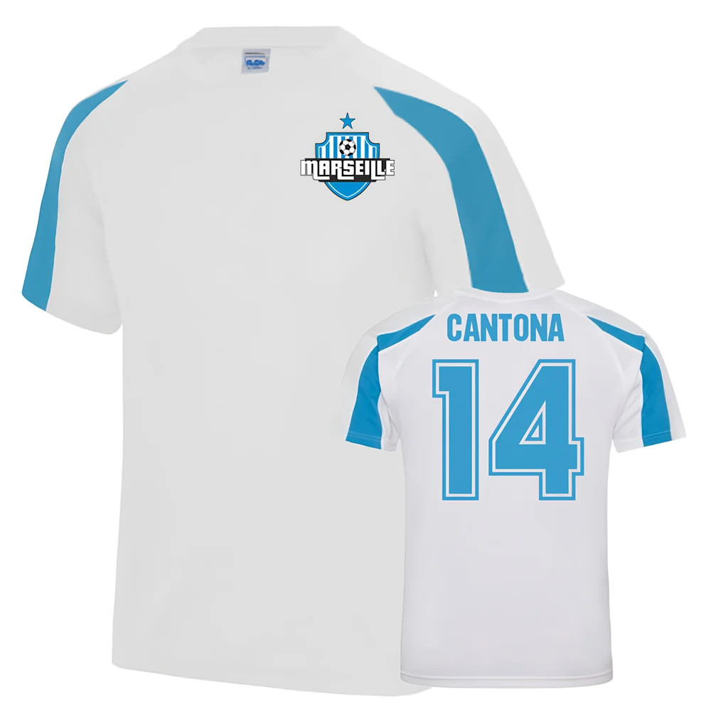 Eric Cantona Sports Training Jersey (White) Polyester Marseille Uksoccershop Men's White Small