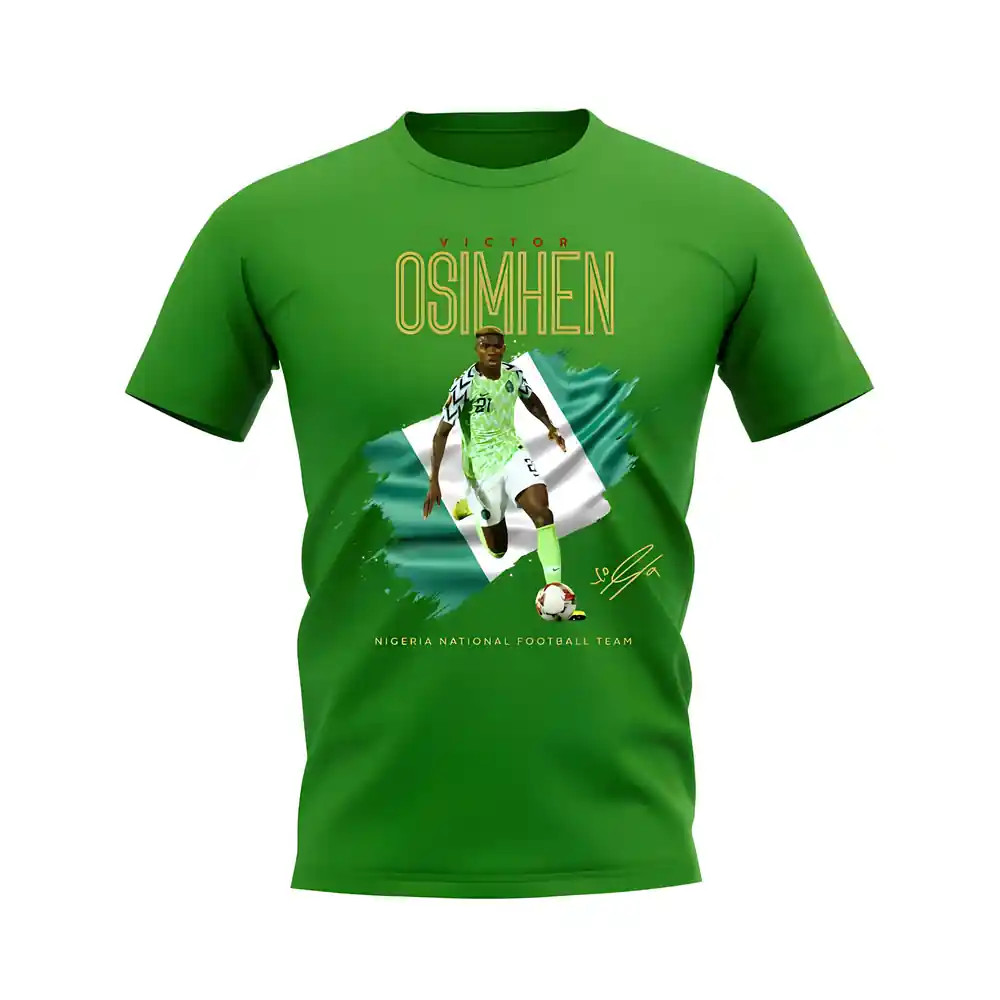 Victor Osimhen Nigeria T-Shirt (Green) Polyester Uksoccershop Men's Green Small