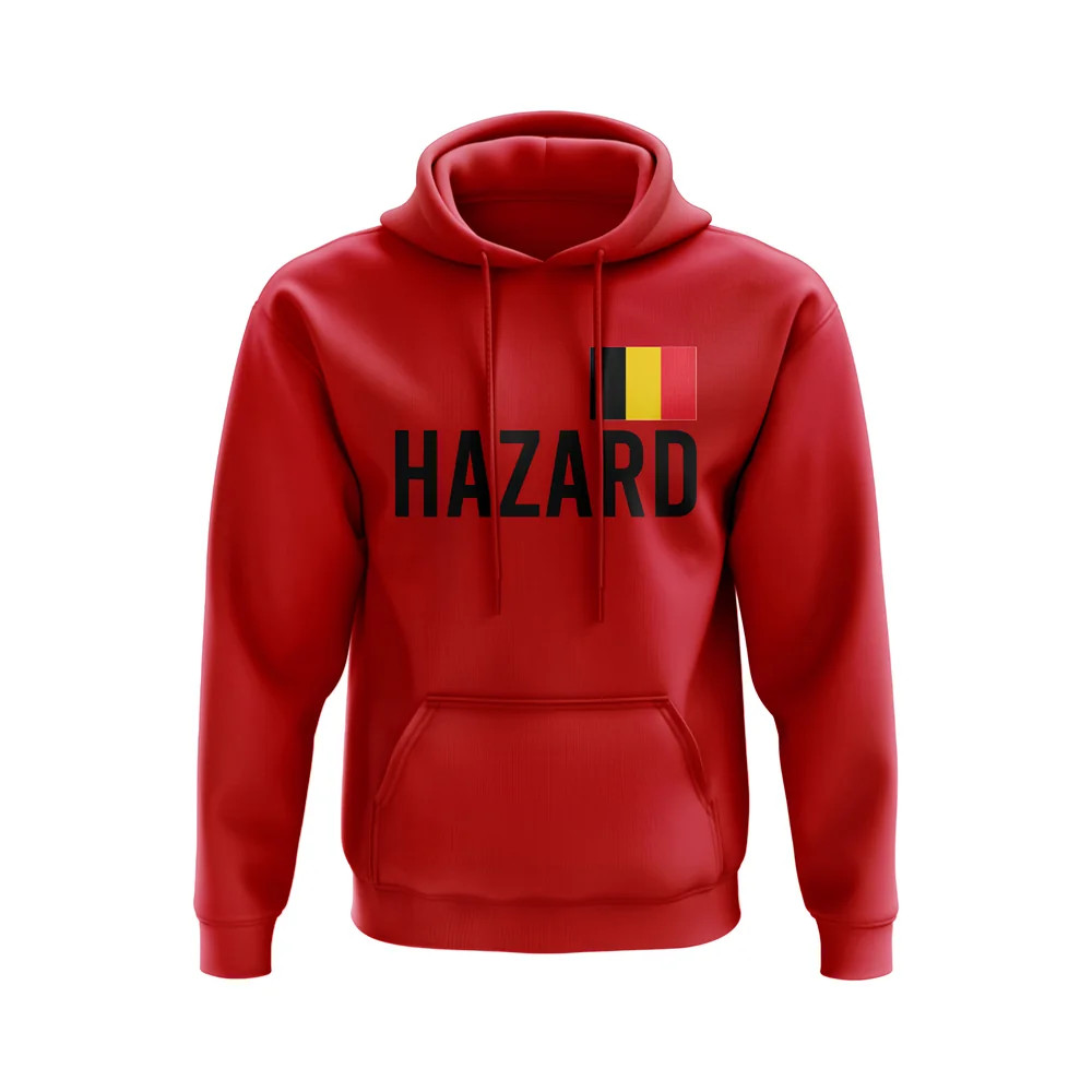 Eden Hazard Belgium Name Hoody (Red) Polyester Uksoccershop Men's Red Xxl
