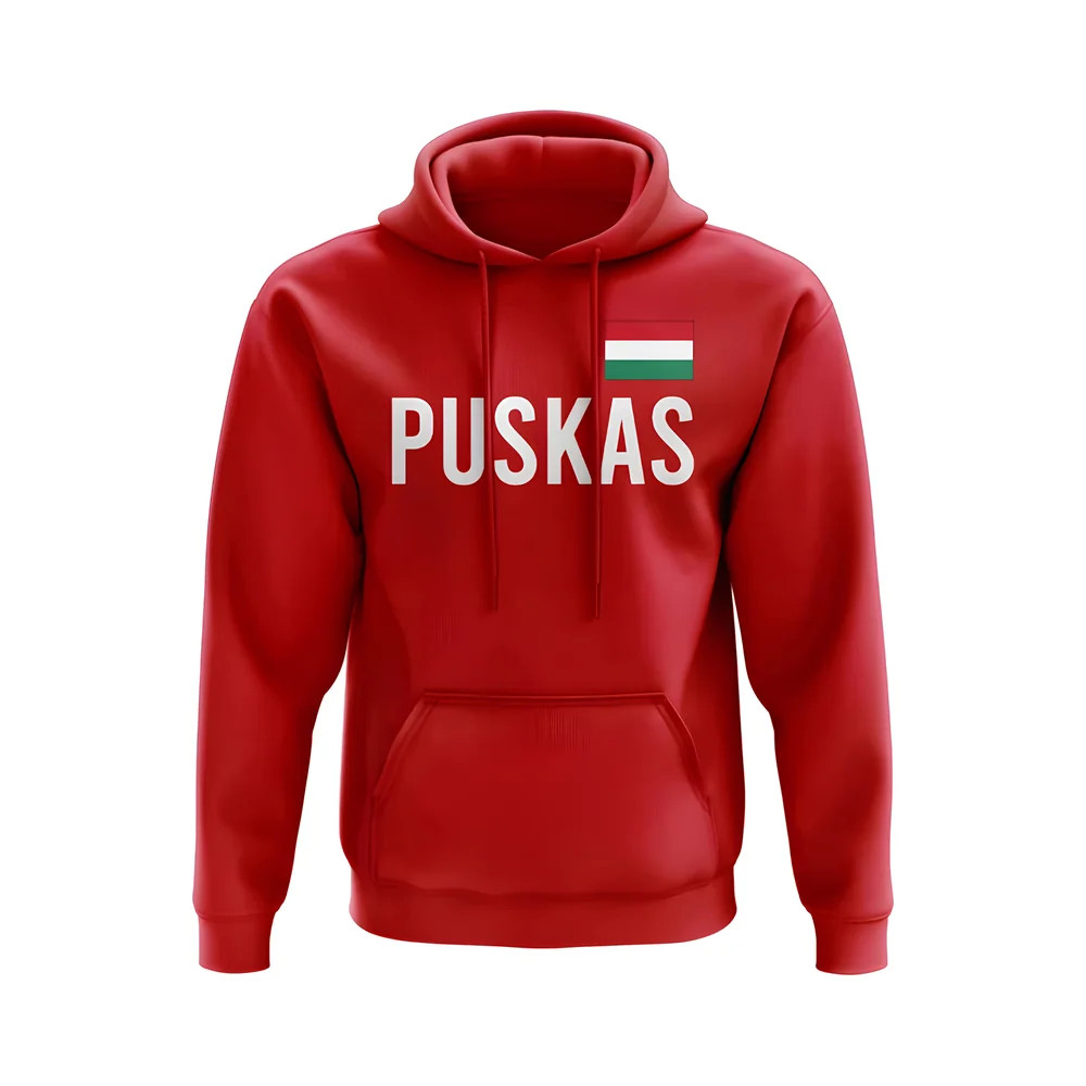 Franc Puskas Hungary Name Hoody (Red) Polyester Uksoccershop Men's Red Medium