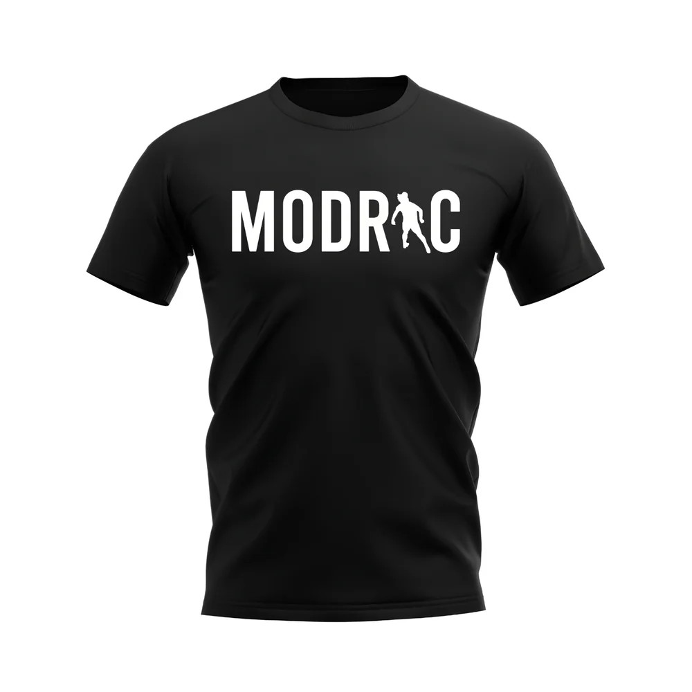 Luka Modric Silhouette T-Shirt (Black) Polyester Croatia Uksoccershop Men's Black Large