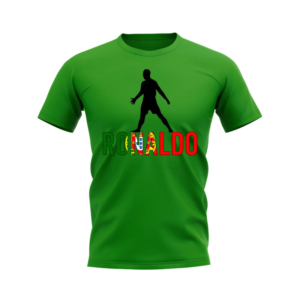 Cristiano Ronaldo Portugal Silhouette T-Shirt (Green) Polyester Uksoccershop Men's Green Xxl