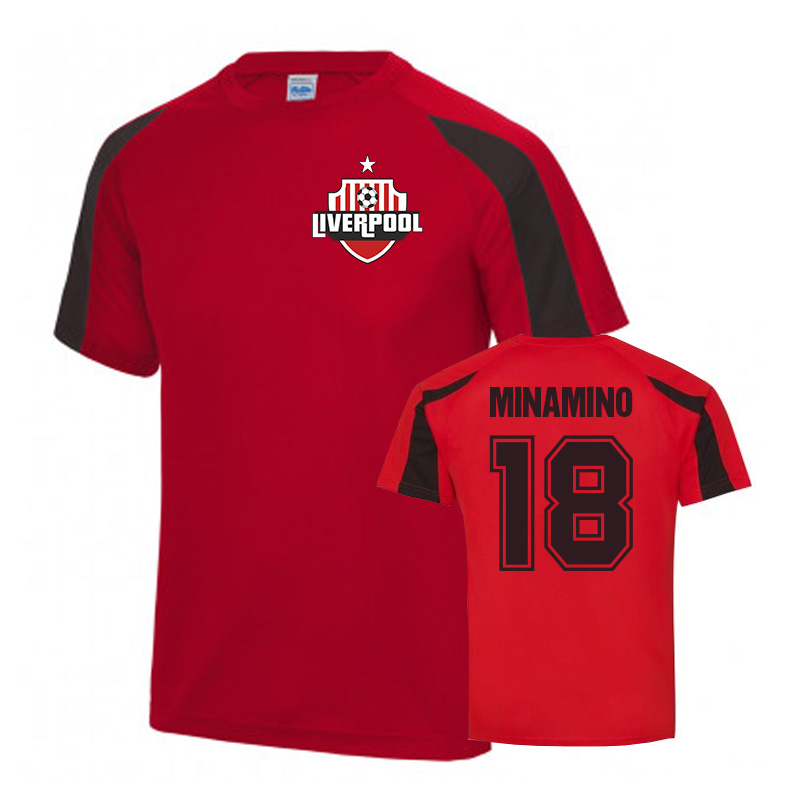 Click to view product details and reviews for Takum Minamino Liverpool Sports Training Jersey Red.