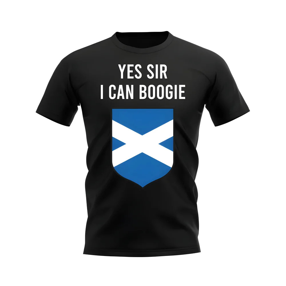 Yes Sir I Can Boogie Scotland Fans Phrase T-Shirt (Black) Polyester Uksoccershop Men's Black Xxl