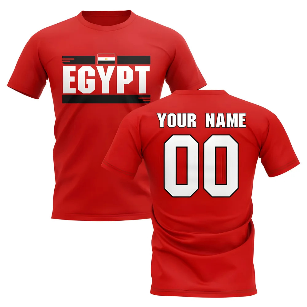 Personalised Egypt Fan Football T-Shirt (Red) Polyester Uksoccershop Men's Red Extra Small