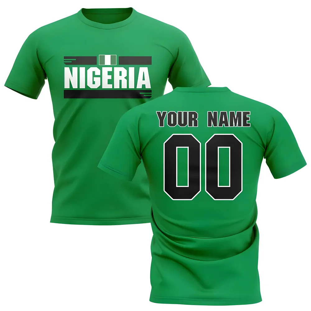 Personalised Nigeria Fan Football T-Shirt (Green) Polyester Uksoccershop Men's Green Large