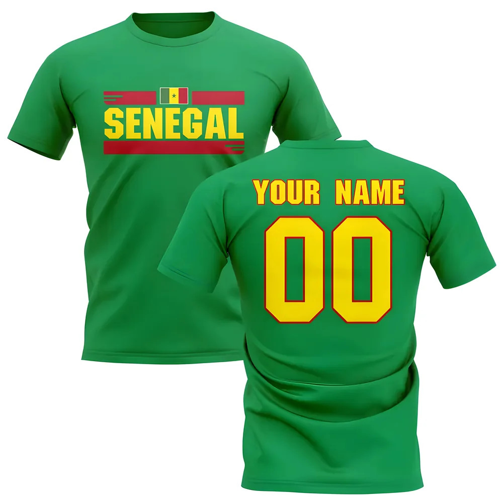 Personalised Senegal Fan Football T-Shirt (Green) Polyester Uksoccershop Men's Green Medium