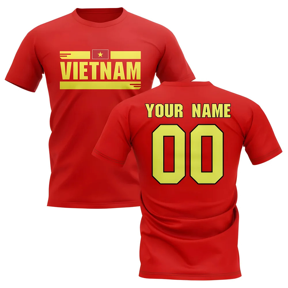 Personalised Vietnam Fan Football T-Shirt (Red) Polyester Uksoccershop Men's Red Medium