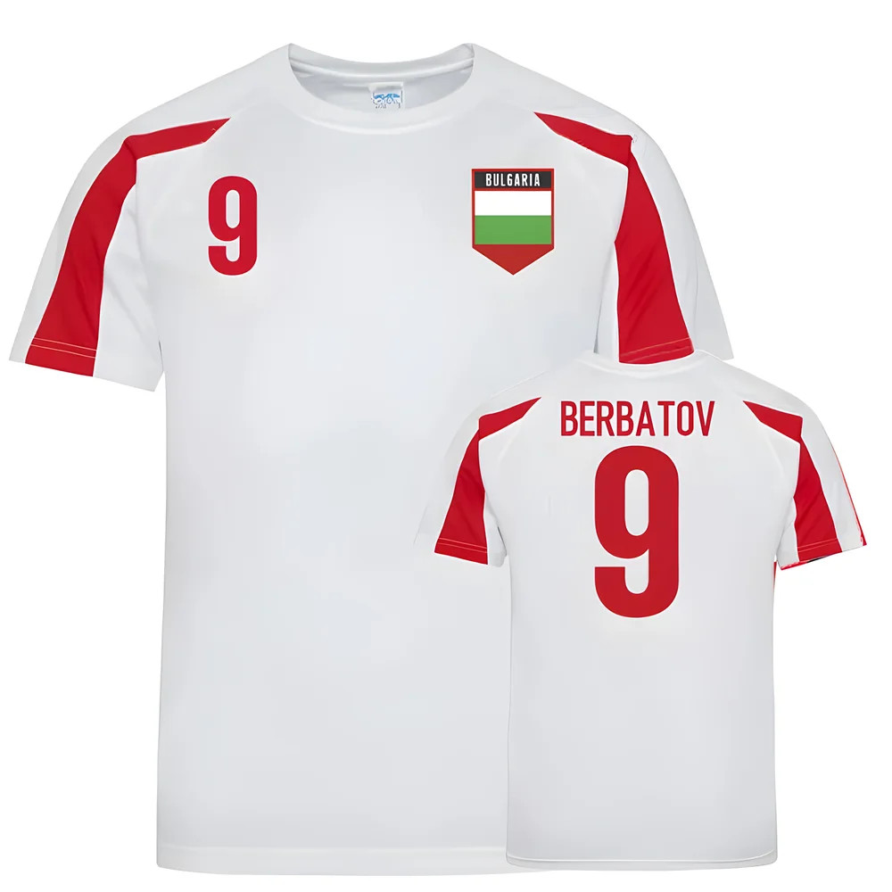 Bulgaria Sports Training Jersey (Berbatov 9) Polyester Uksoccershop Men's White-Red Small
