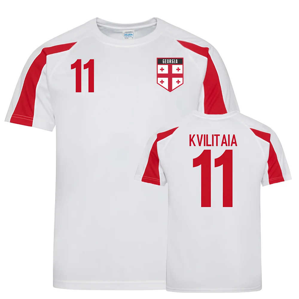 Georgia Sports Training Jersey (Kvilitaia 11) Polyester Uksoccershop Men's White-Red Xxl