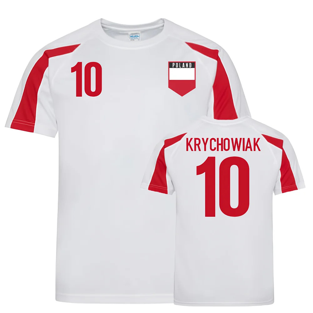 Poland Sports Training Jerseys (Krychowiak 10) Polyester Uksoccershop Men's White-Red Extra Large