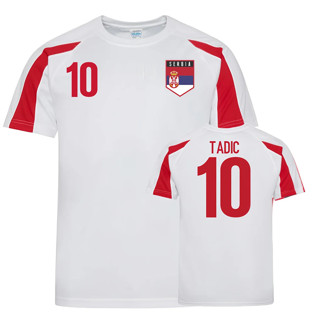 Serbia Sports Training Jerseys (Tadic 10) Polyester Uksoccershop Men's White-Red Large